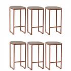 Kit 06 Banqueta Alta Lua Bronze Bege