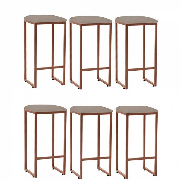 Kit 06 Banqueta Alta Lua Bronze Bege