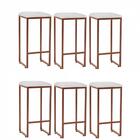 Kit 06 Banqueta Alta Lua Bronze Branco