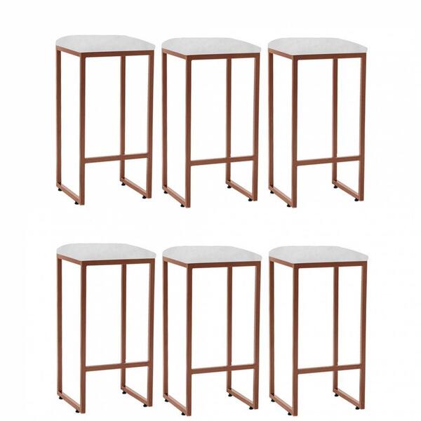 Kit 06 Banqueta Alta Lua Bronze Branco