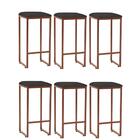 Kit 06 Banqueta Alta Lua Bronze Cinza