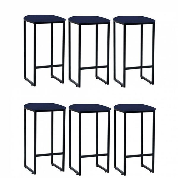 Kit 06 Banqueta Alta Lua Preto Azul Marinho