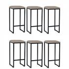 Kit 06 Banqueta Alta Lua Preto Bege