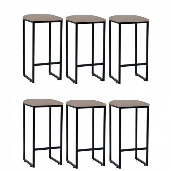 Kit 06 Banqueta Alta Lua Preto Bege