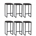 Kit 06 Banqueta Alta Lua Preto Cinza