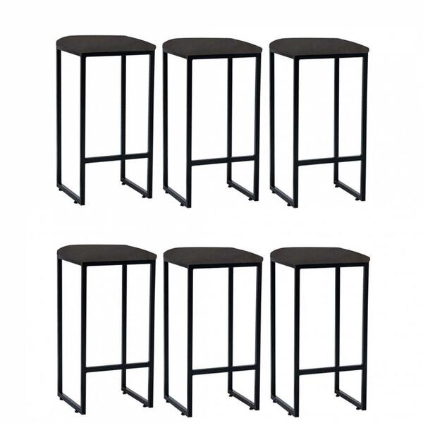 Kit 06 Banqueta Alta Lua Preto Cinza