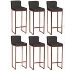 Kit 06 Banqueta Alta Lucca Bronze Cinza