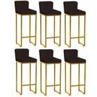 Kit 06 Banqueta Alta Lucca Dourado Marrom