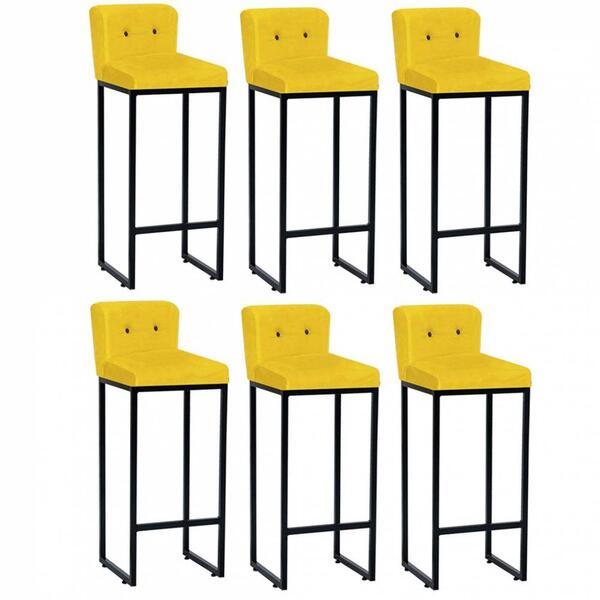 Kit 06 Banqueta Alta Lucca Preto Amarelo