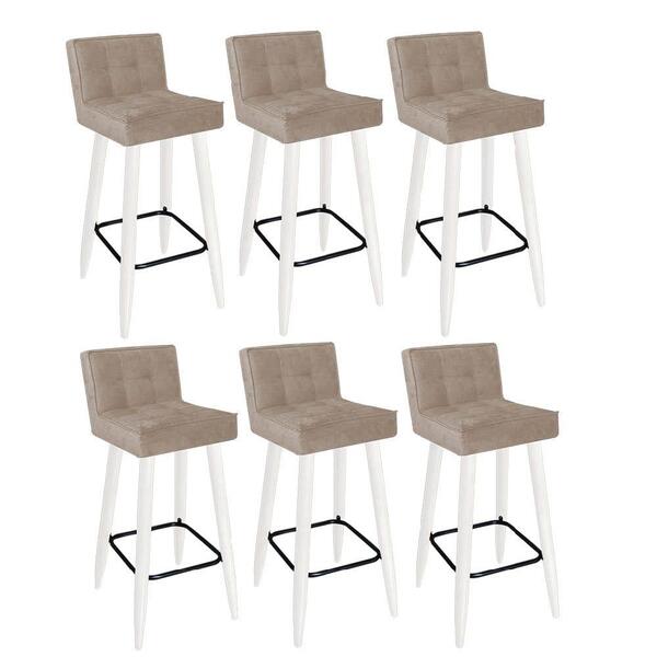 Kit 06 Banqueta Alta Lucy Branco Bege