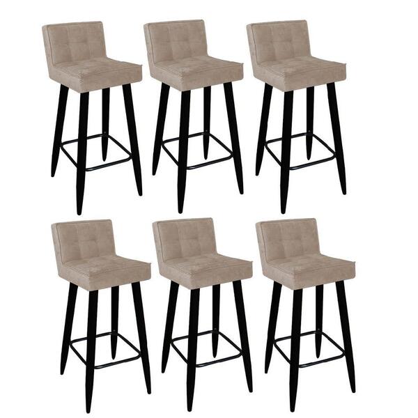 Kit 06 Banqueta Alta Lucy Preto Bege