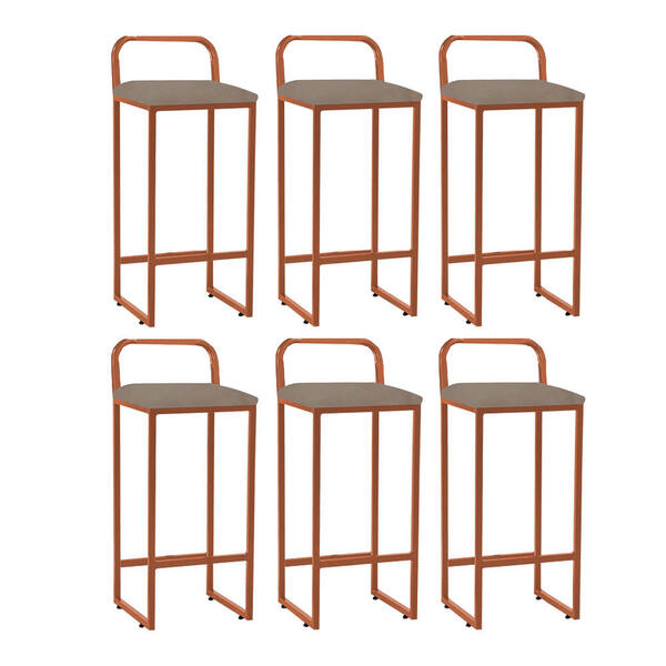 Kit 06 Banqueta Alta Luffi Com Encosto Cozinha Bar Balcão Bis