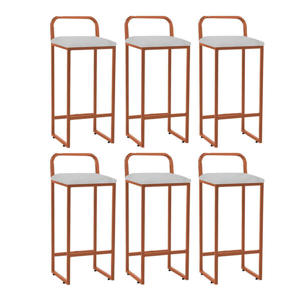 Kit 06 Banqueta Alta Luffi Com Encosto Cozinha Bar Balcão Bis