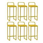 Kit 06 Banqueta Alta Luffi Com Encosto Dourado Amarelo