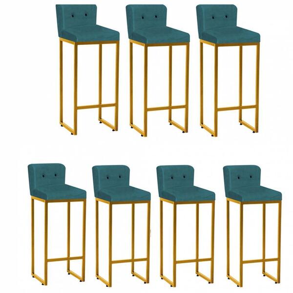 Kit 06 Banqueta Alta Preto Azul Turquesa