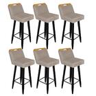 Kit 06 Banqueta Alta Preto Bege