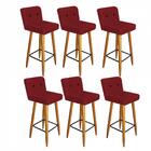 Kit 06 Banqueta Alta Preto Vermelho