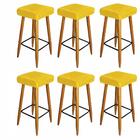 Kit 06 Banqueta Alta Quadrado Luma Amarelo