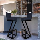 Kit 06 Banqueta Alta Z Base De Ferro Suede Azul Marinho - D'c