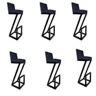 Kit 06 Banqueta Alta Z Base De Ferro Suede Azul Marinho - D'c