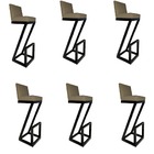 Kit 06 Banqueta Alta Z Base De Ferro Suede Marrom Rato - D'cl