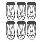 Kit 06 Banqueta Aramado Liz Base Preto Cinza