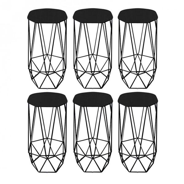 Kit 06 Banqueta Aramado Liz Base Preto Preto