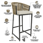 Kit 06 Banqueta Para Área Gourmet Cozinha Varanda Corda Náuti