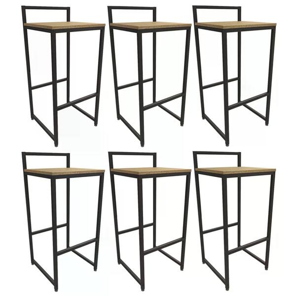 Kit 06 Banquetas 85x38cm Estilo Industrial Crome Li024 Kappes