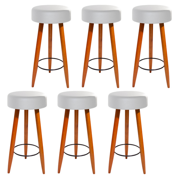 Kit 06 Banquetas Alta Bancada Gourmet Áustria 70cm Estofada P