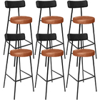 Kit 06 Banquetas Alta Bar Cozinha Jantar Milão L02 Em Aço Cou