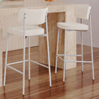 Kit 06 Banquetas Alta Bar Cozinha Sala De Jantar Aço Branco K