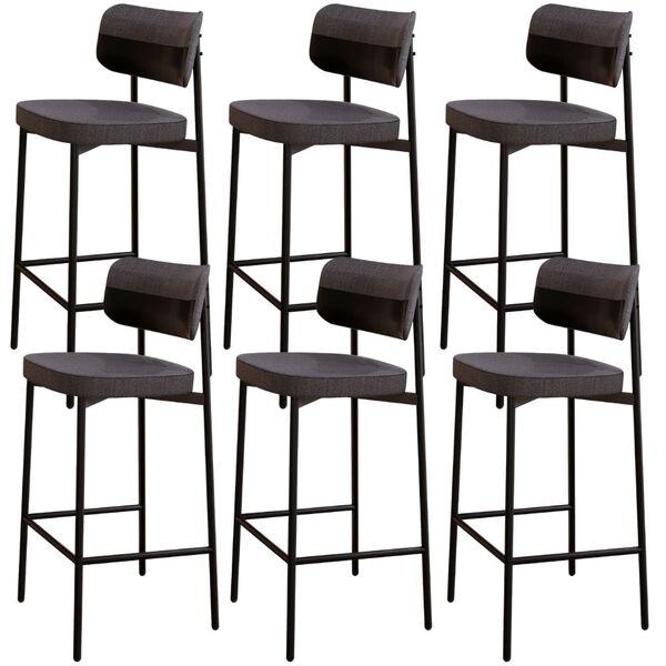 Kit 06 Banquetas Alta Bar Cozinha Sala De Jantar Aço Preto Ka