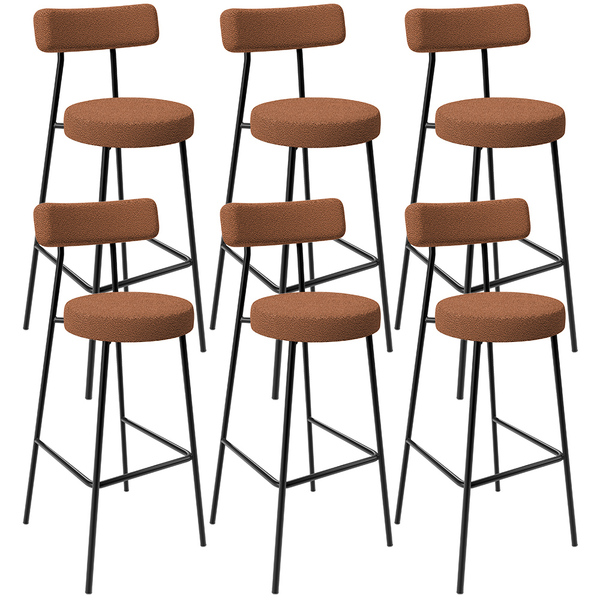 Kit 06 Banquetas Alta Bar Cozinha Sala De Jantar Em Aço Milão