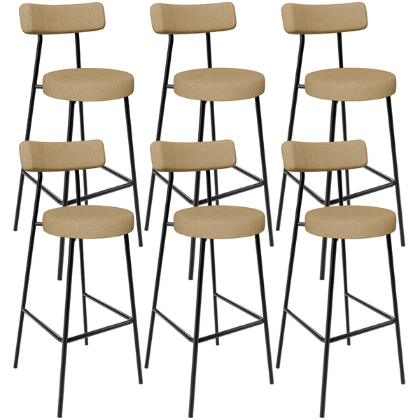 Kit 06 Banquetas Alta Bar Cozinha Sala De Jantar Em Aço Milão