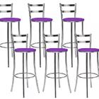 Kit 06 Banquetas Alta Bento Cromado Bq12c Corano Lilas Hks Mi