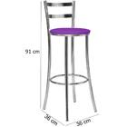 Kit 06 Banquetas Alta Bento Cromado Bq12c Corano Lilas Hks Mi