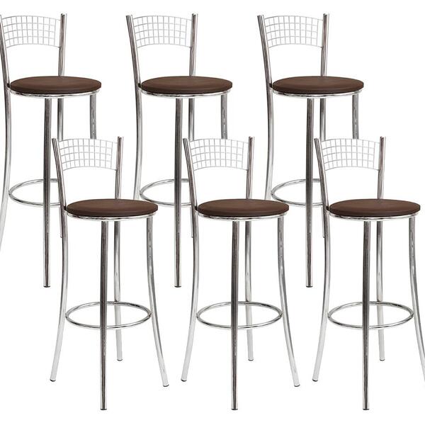 Kit 06 Banquetas Alta Gabi Cromado Bq11c Hks Milani Store