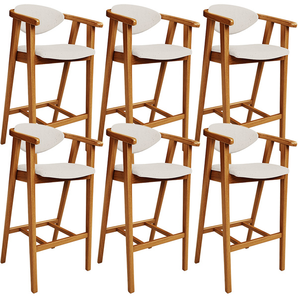 Kit 06 Banquetas Alta Para Cozinha Bancada Bar Sala De Jantar