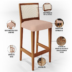 Kit 06 Banquetas Alta Para Cozinha Encosto Em Tela Branco Zio