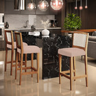 Kit 06 Banquetas Alta Para Cozinha Encosto Em Tela Branco Zio