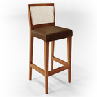 Kit 06 Banquetas Alta Para Cozinha Encosto Em Tela Branco Zio