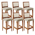 Kit 06 Banquetas Alta Para Cozinha Encosto Tela Branco Zion L