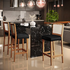 Kit 06 Banquetas Alta Para Cozinha Encosto Tela Branco Zion L