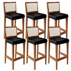 Kit 06 Banquetas Alta Para Cozinha Encosto Tela Branco Zion L