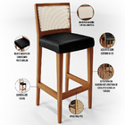 Kit 06 Banquetas Alta Para Cozinha Encosto Tela Branco Zion L