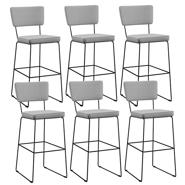Kit 06 Banquetas Alta Para Cozinha Sala De Jantar Base Aço Fi
