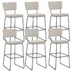 Kit 06 Banquetas Alta Para Cozinha Sala De Jantar Base Em Aço