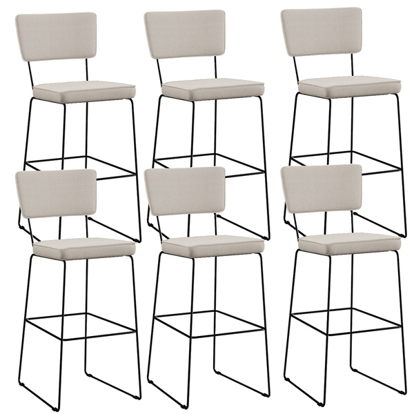 Kit 06 Banquetas Alta Para Cozinha Sala De Jantar Base Em Aço