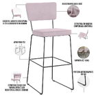 Kit 06 Banquetas Alta Para Cozinha Sala De Jantar Base Em Aço